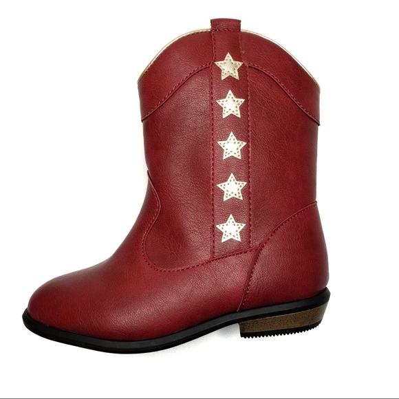 Cat & Jack Shoes Nwt Cat Jack Red With Stars Kids Cowboy Boots